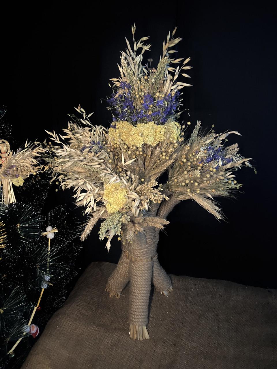 Рождественский дидух Украинский флаг из ржаных колосьев и льна 70 см (1719133182) - фото 3 Рождественский дидух Украинский флаг из ржаных колосьев и льна 70 см (1719133182) - фото 3