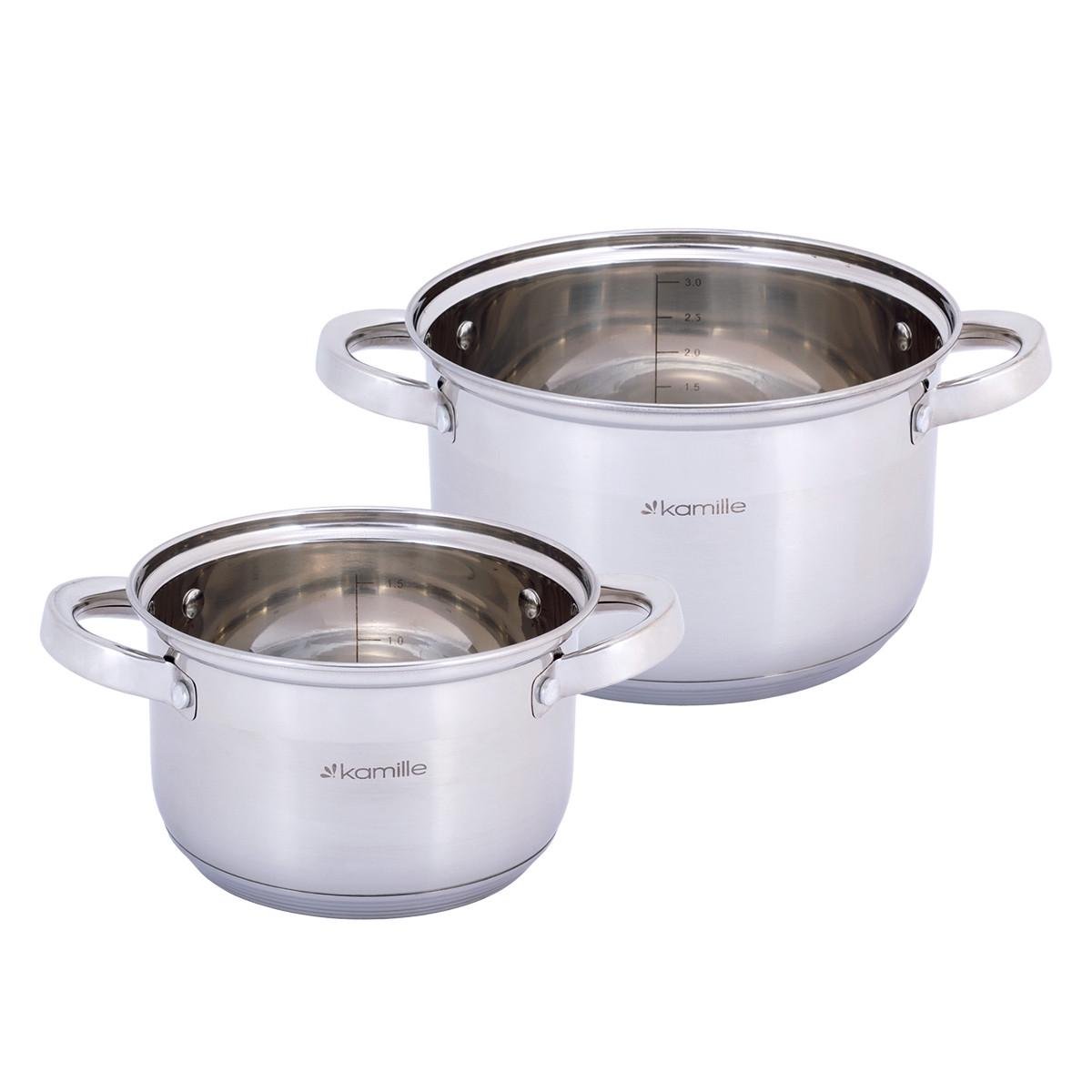 Набір каструль із кришками Kamille КМ-5627S із нержавіючої сталі з 4-х предметів Сталевий (150-84-5627S) - фото 6