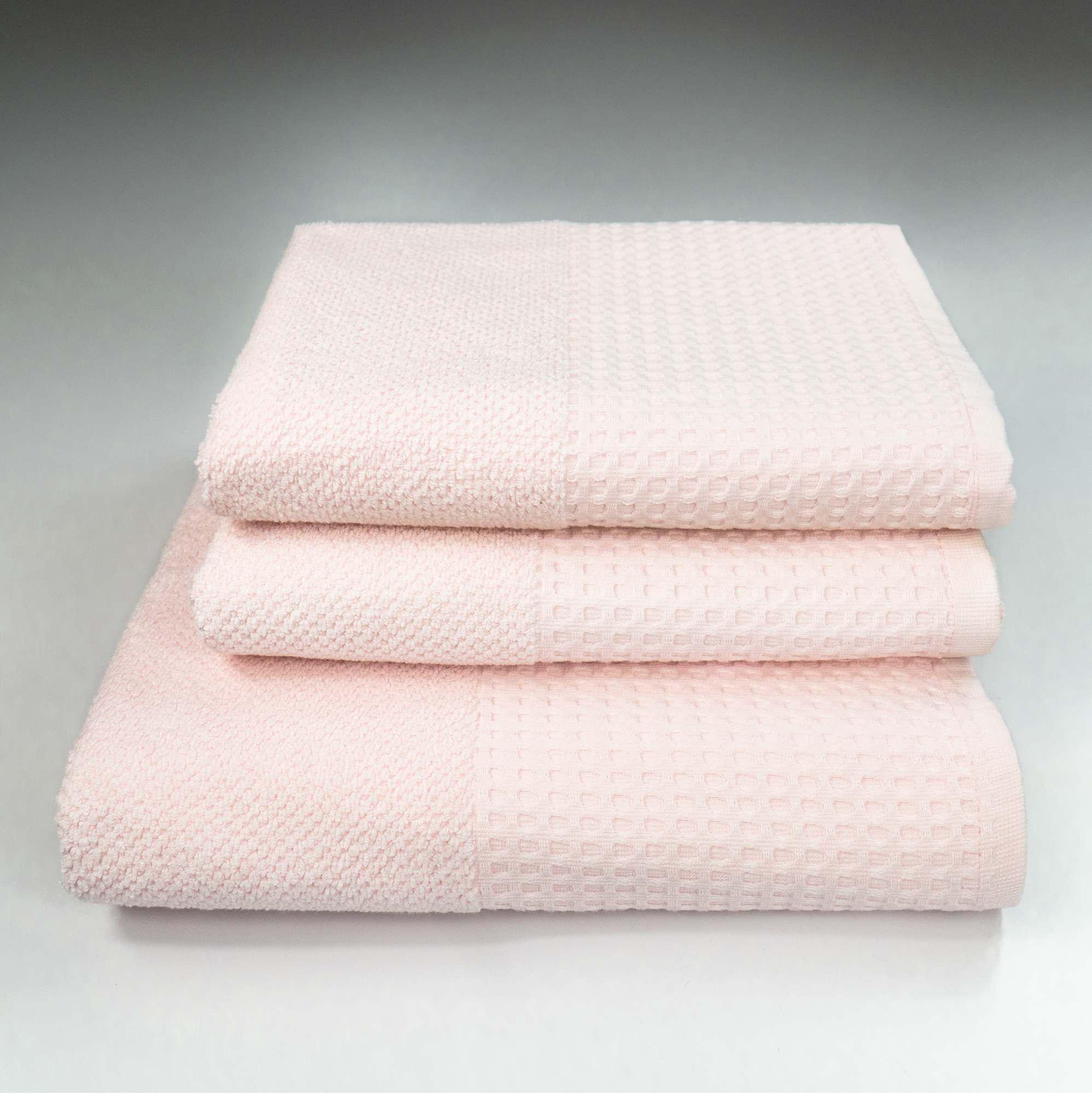 Комплект полотенец GM Textile Бордюр вафельный 3 шт. Светло-розовый (500-k-vb-vanilla)