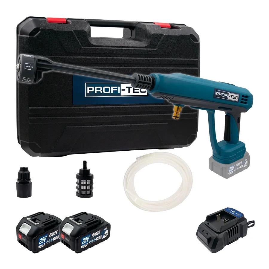 Мойки высокого давления аккумуляторная PROFI-TEC 20 В 30 Бар 2 аккумуляторы 4 Ач/кейс/пеногенератор/шланг 5 м (LO-06544) Мойки высокого давления аккумуляторная PROFI-TEC 20 В 30 Бар 2 аккумуляторы 4 Ач/кейс/пеногенератор/шланг 5 м (LO-06544)