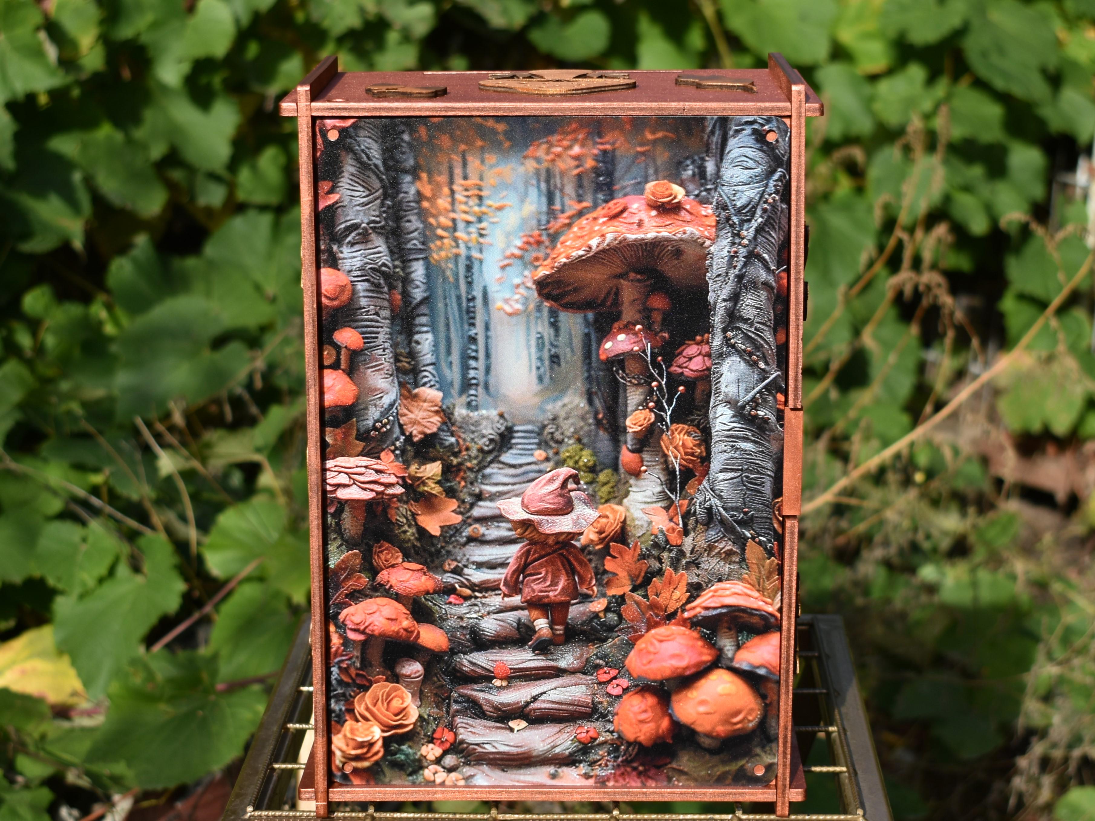 Подарункова коробка Лісовий гном 3D з фанери 20х30х12 см (21683117) - фото 2