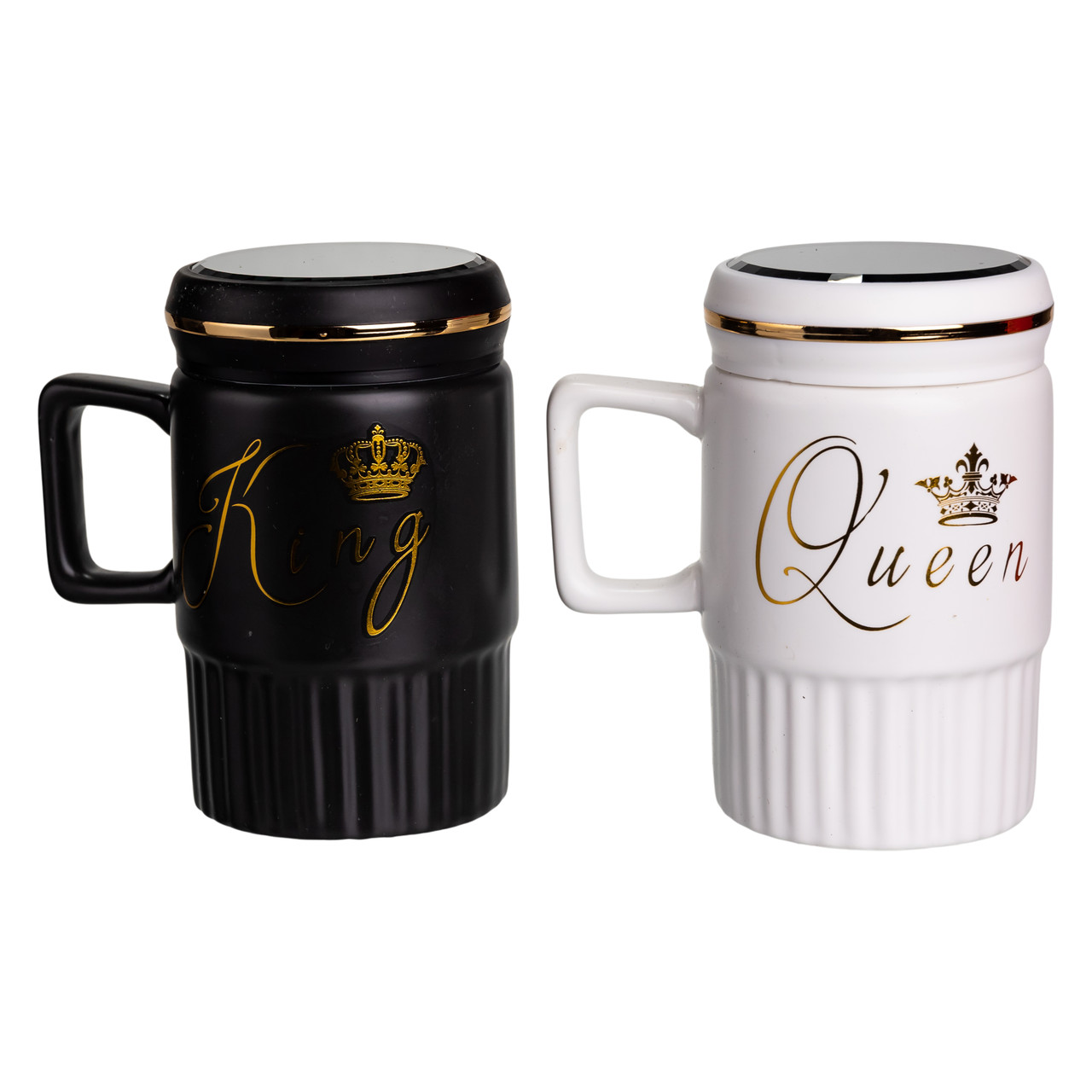 Набор парных фарфоровых чашек King & Queen 2 шт. по 450 мл Черный/Белый (FM-26) Набор парных фарфоровых чашек King & Queen 2 шт. по 450 мл Черный/Белый (FM-26)