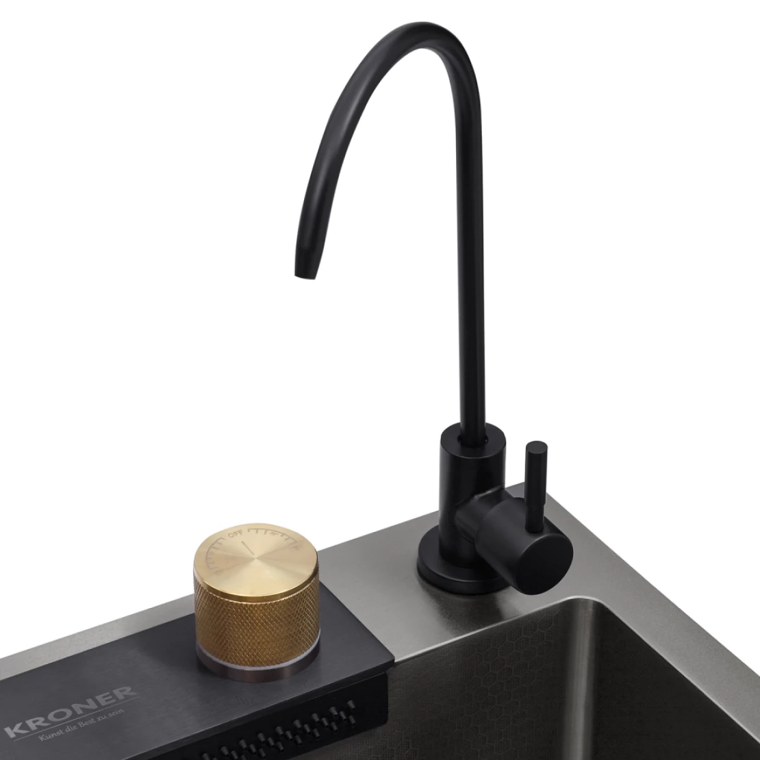 Мийка кухонна Kroner KRP Schwarze SET7545NB PVD 3,0/0,8 мм (CV033805) - фото 7 Мийка кухонна Kroner KRP Schwarze SET7545NB PVD 3,0/0,8 мм (CV033805) - фото 7