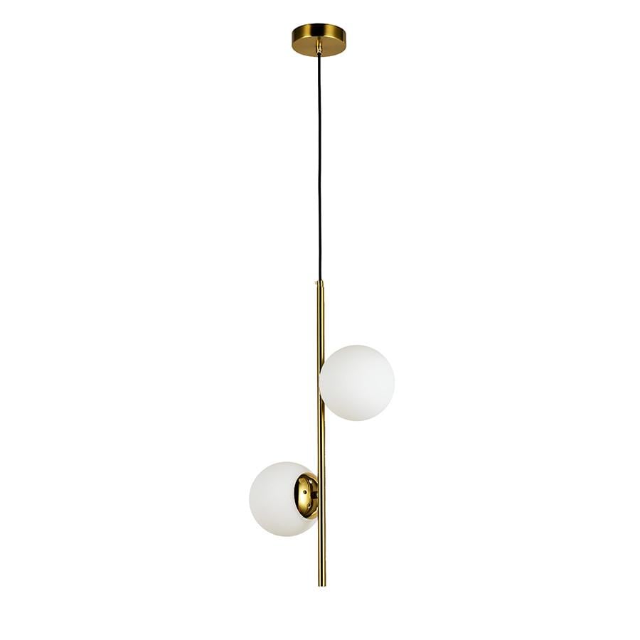 Світильник підвісний Levistella 7521015-2 BRZ+WH Молекула із двома скляними плафонами Білий/Бронзовий (2659179403)