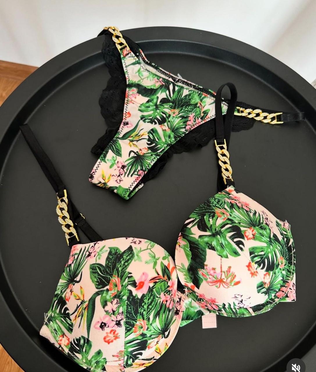 Комплект женского нижнего белья Victoria's Secret с оригинальным принтом Пальмы 75B-S (8074) - фото 3 Комплект женского нижнего белья Victoria's Secret с оригинальным принтом Пальмы 75B-S (8074) - фото 3