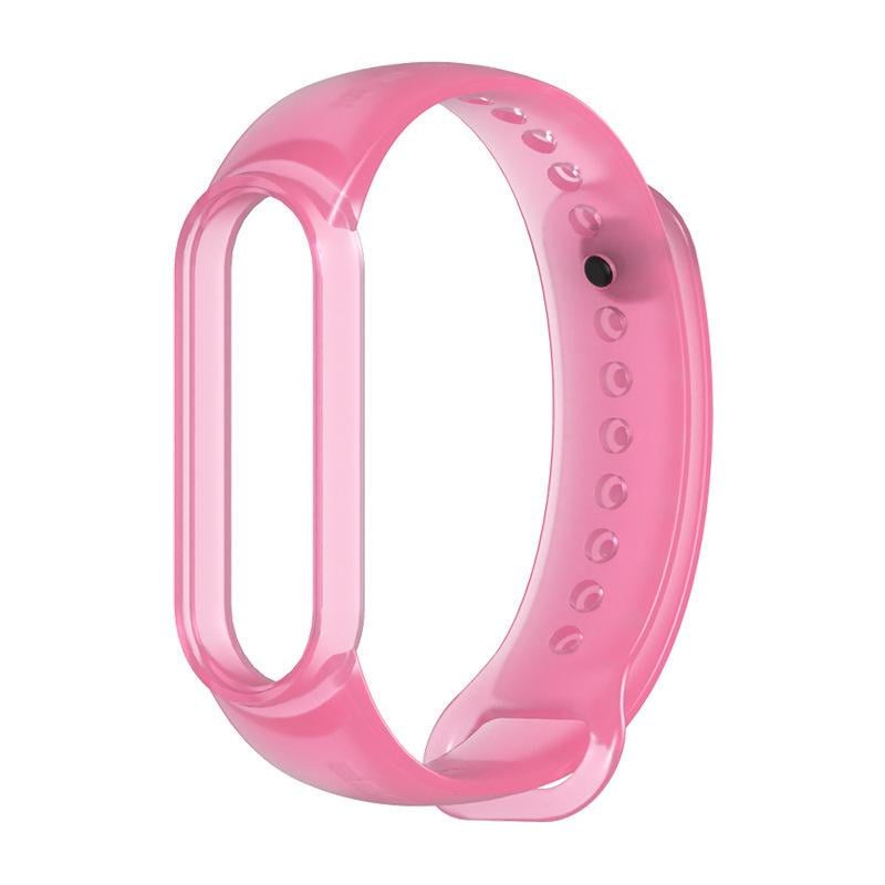 Ремешок для смарт-браслетов MiJobs силиконовый для Xiaomi Mi Band 5/6 Розовый полупрозрачный (1434P)