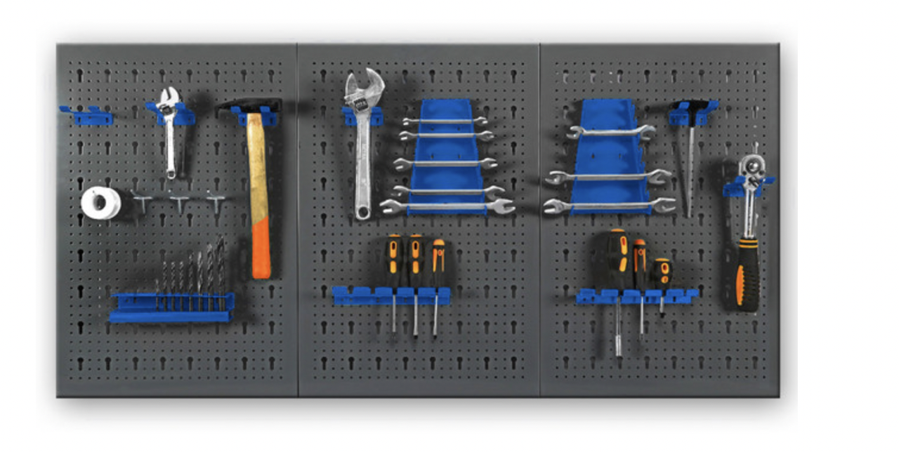 Металева панель для інструментів 58х120 см перфорована з додатковими кріпленнями для гаража (152) - фото 2