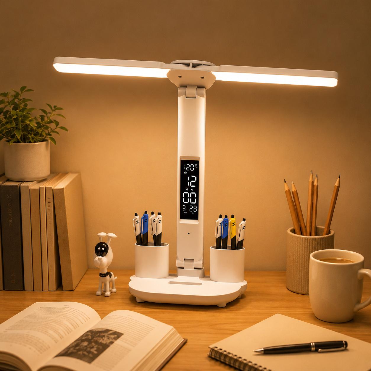 Лампа настольная LED с часами и органайзером USB Белый (LDL-CLOCK-WHITE)