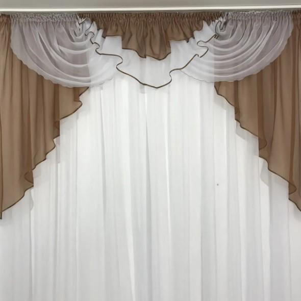 Ламбрекен на карниз шифон 2 м Коричневый (102)