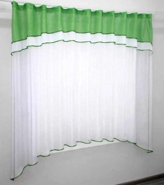 Занавеска на кухню арка 280х170 см Темно-салатовый/Белый (036к) - фото 2