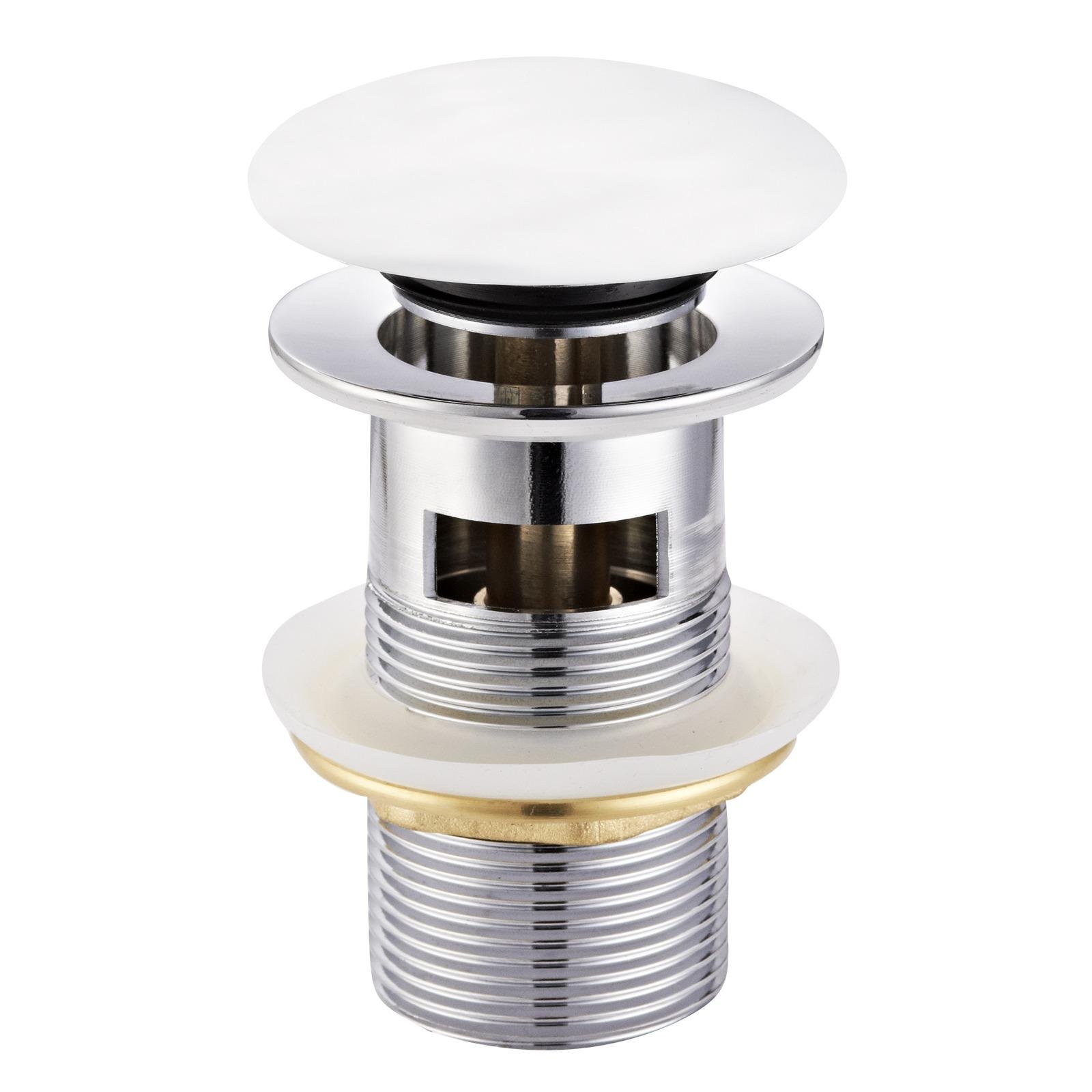 Донний клапан натискний для раковини VOLLE 9000.104407 із переливом Білий (115607)