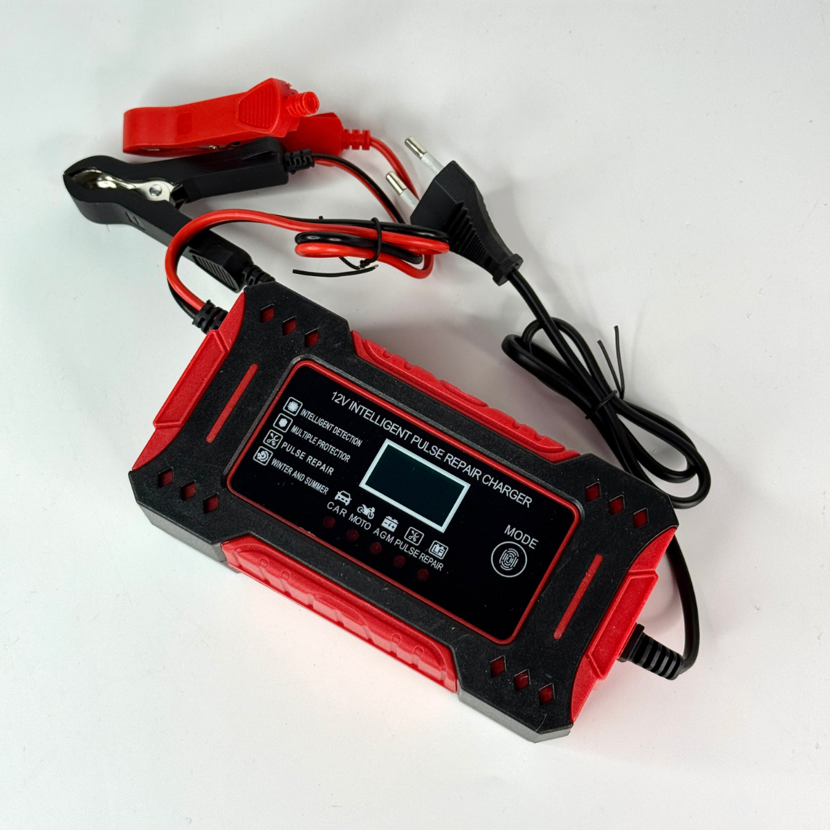 Зарядное устройство для автомобильных аккумуляторов 12V Wet MF Gel AGM 2-100AH ​​портативный интеллектуальный 6A Красный (BC-006-Red)