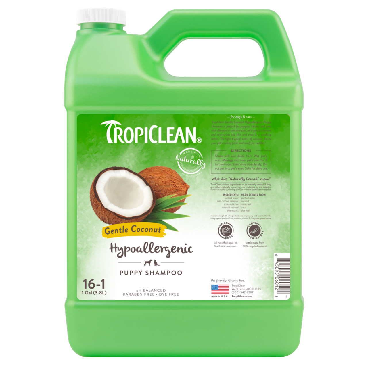 Шампунь TropiClean Gentle Coconut Pet гіпоалергенний 3,8 л (060128)