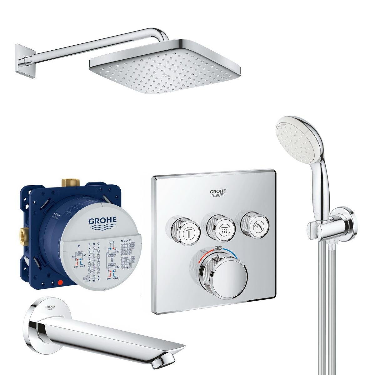 Душевая система скрытого типа Grohe Grohtherm SmartControl UA26415SC2 с верхним душем Хром (125310)