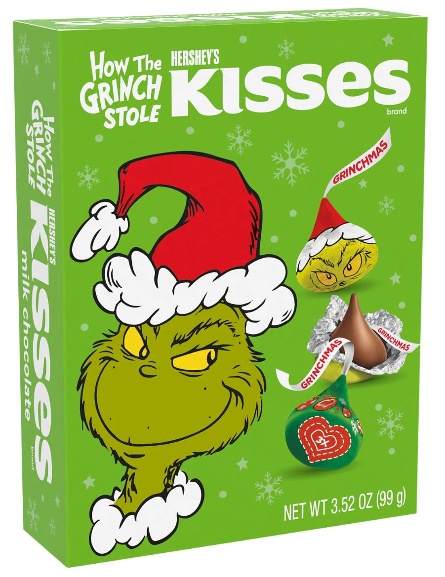 Конфеты новогодние Гринч Hershey's Kisses Grinch Milk Chocolate Christmas Candy 100 г (2438382813)
