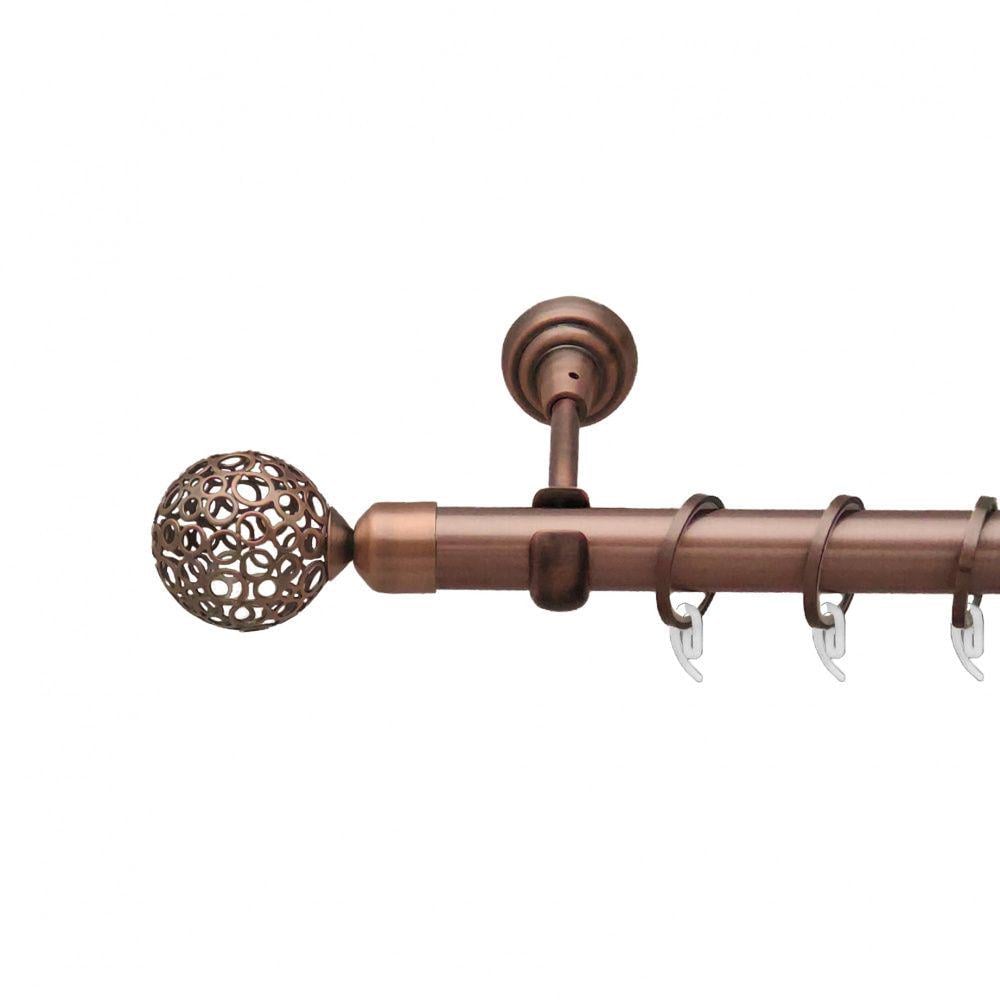 Карниз металлический Orvit Савона однорядный открытый/гладкая труба/кольцо фасонное металлическое Медь 25 мм 140 см (6947911)