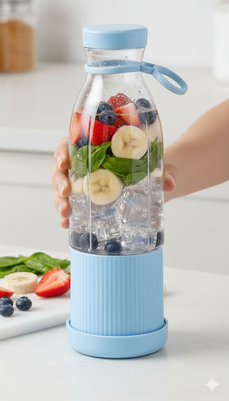 Бутылка-блендер Stenson USB компактный для путешествий и спорта 420 мл Blue (30317) - фото 2 Бутылка-блендер Stenson USB компактный для путешествий и спорта 420 мл Blue (30317) - фото 2