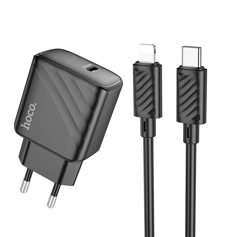 Зарядное устройство для телефонов с кабелем Hoco CS22A Value single port PD30W charger set C-iP Black (24714)
