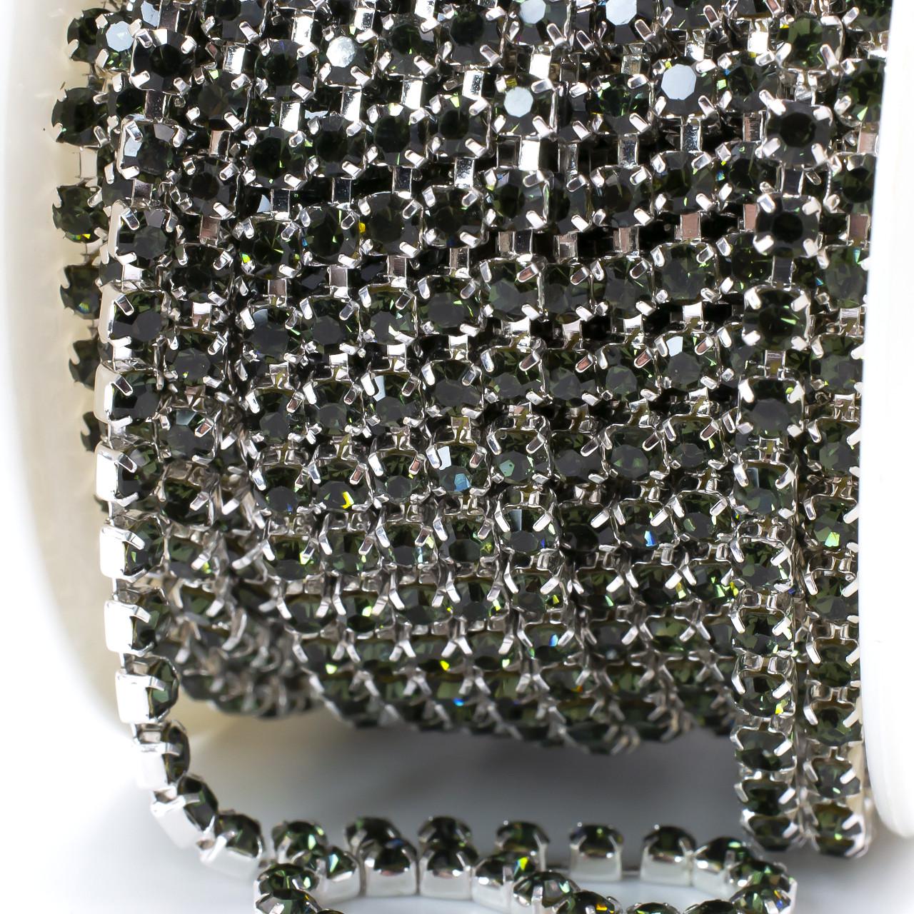 Цепь стразовая SS10 2,8 мм 1 м Swampy silver (ЦС1003с48)