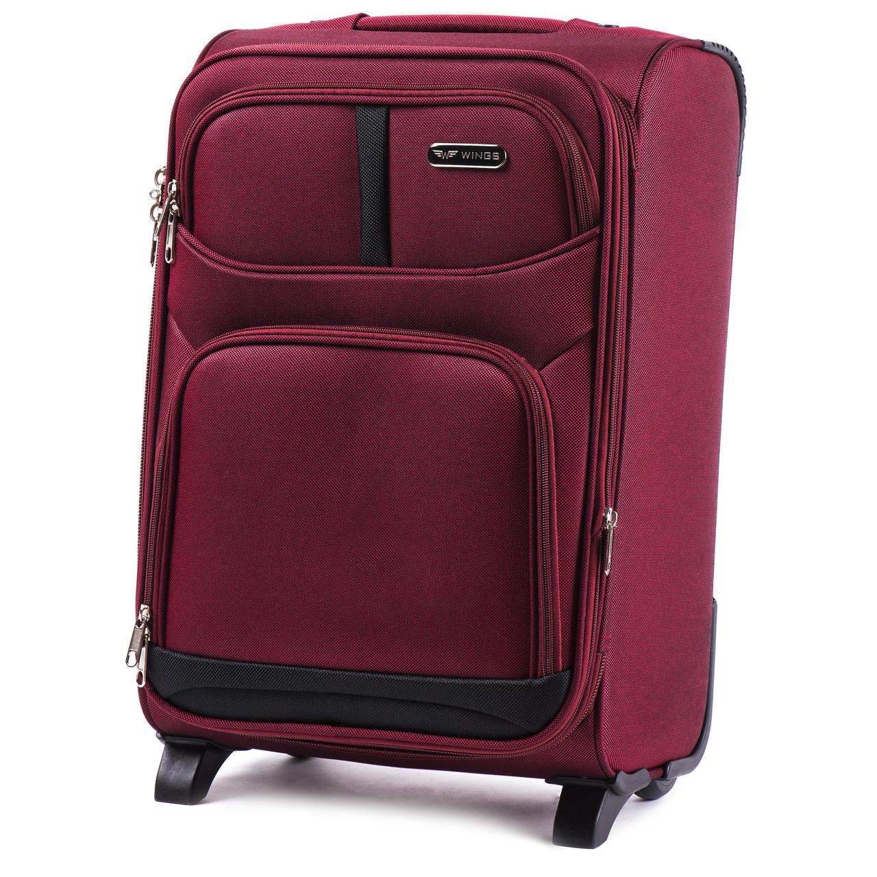Валіза Wings 206 мала 54х36х20 см 39 л ручна поклажа на 2 колесах Темно-червоний