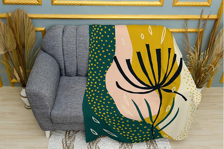 Плед PromoZP Абстрактные цветы 3 плюш двухслойный 135х150 см (102349-1)