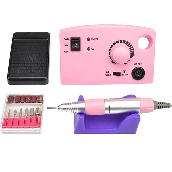 Фрезер DM-211 65 Вт 45000 об/мин с педалью и дополнительными насадками Розовый