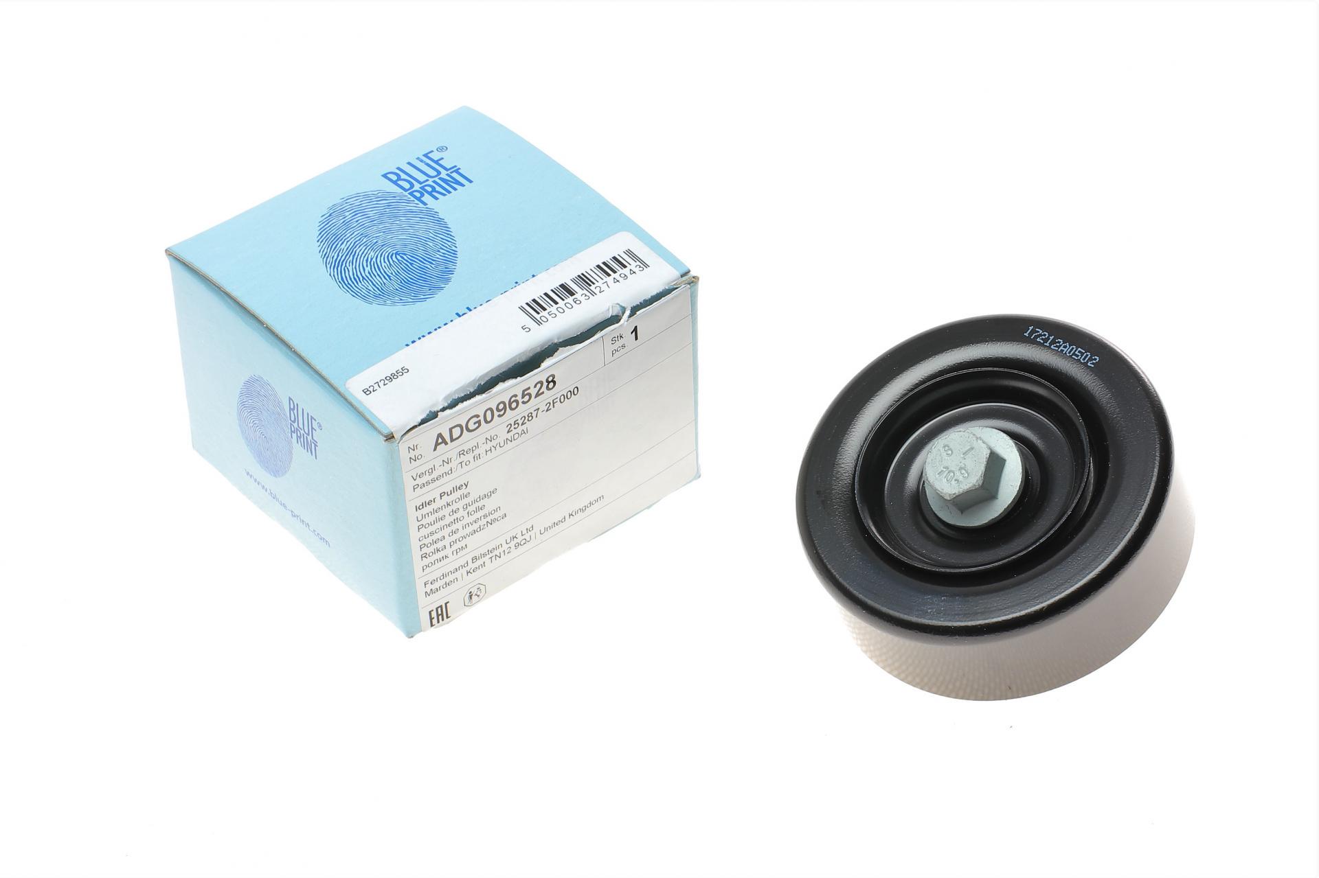 Ролик ГРМ BLUE PRINT для Hyundai Santa Fe 2.0-2.2 18-/iX35 2.0 и 09-15/KIA Stinger 2.2 CRDi 17-80х27 мм (ADG096528)