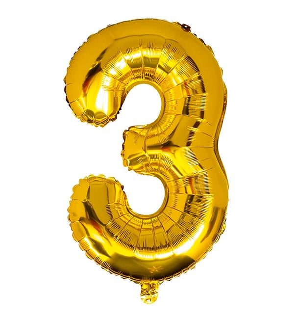 Кулька Цифра "3" 80 см Золотий