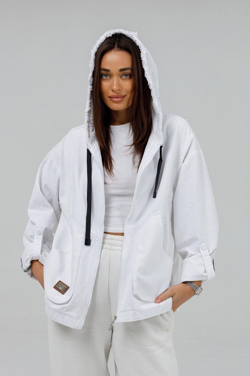 Куртка-толстовка джинсовая женская 5XL Белый (0711a/5XL) - фото 2 Куртка-толстовка джинсовая женская 5XL Белый (0711a/5XL) - фото 2