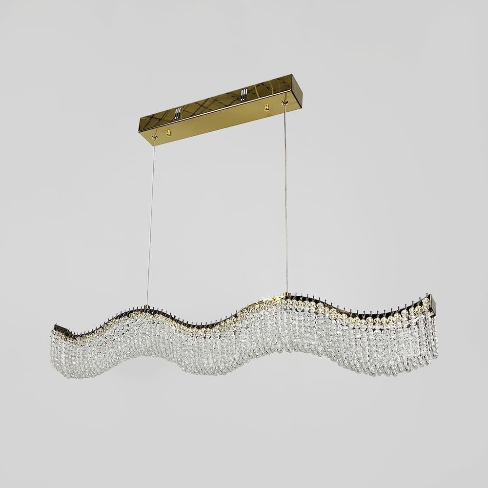 Люстра светодиодная волнистая с хрусталиками длиной 80 см Золотой (33056-L800х600 GD)