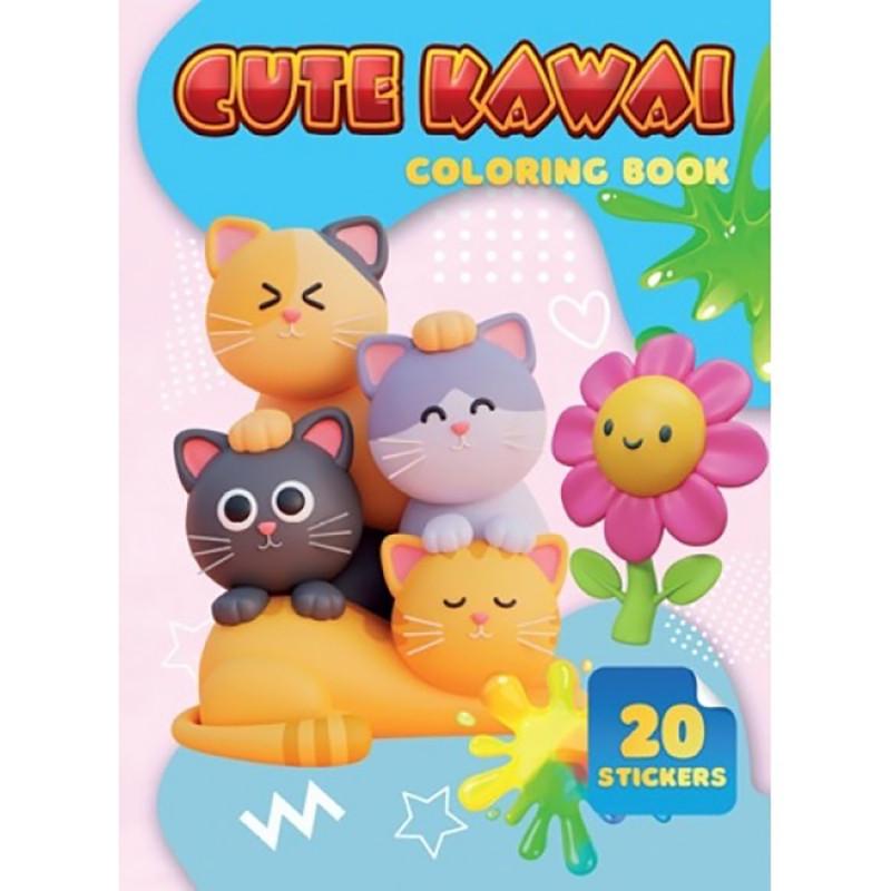 Дитяча розмальовка Cute Kawai А06012505 20 наліпок А4 (RLT51951)