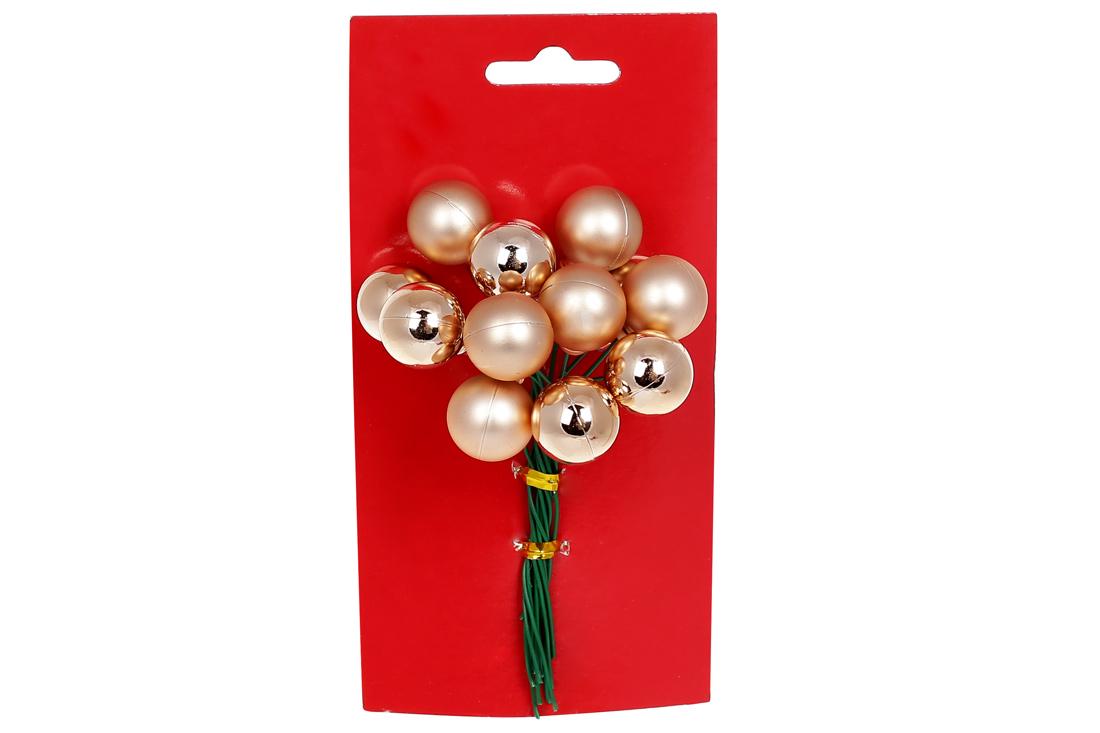 Новогодняя декорация Bonadi Гроздь ягод 2 см 12 шт. Капучино (898-303)