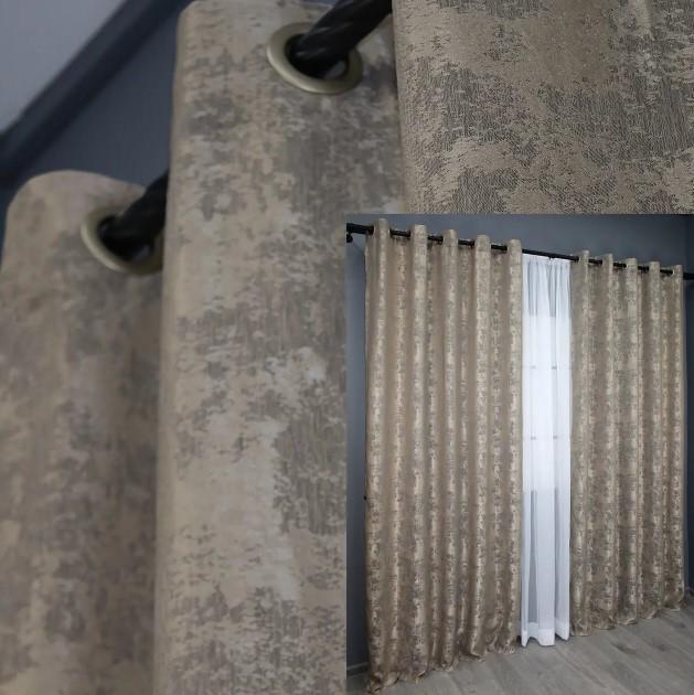 Комплект штор на люверсах Sultan YL жаккард 1,5х2,5 м 2 шт. Бежево-сірий (1208ш) - фото 3 Комплект штор на люверсах Sultan YL жаккард 1,5х2,5 м 2 шт. Бежево-сірий (1208ш) - фото 3