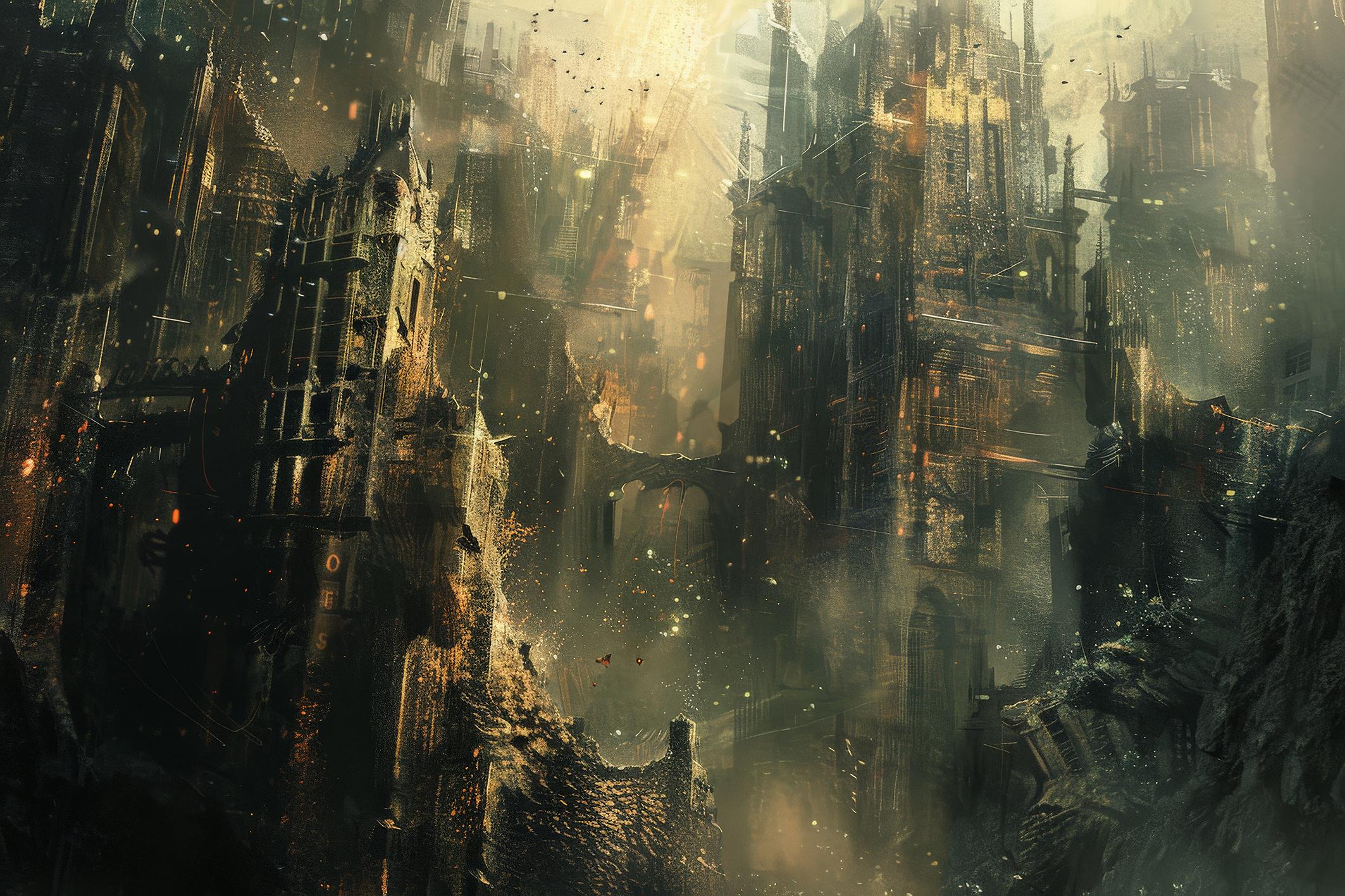 Фотообои флизелиновые Upstream Постапокалиптический мистический город 345х230 см (SPF-144/6)