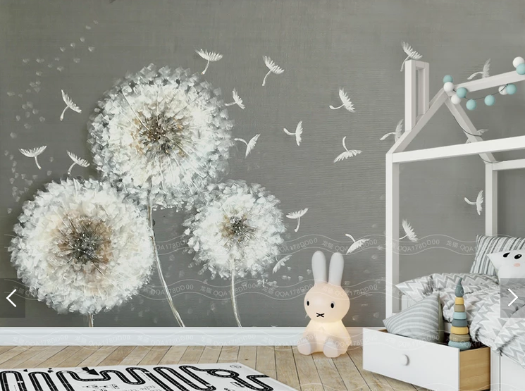 Фотообои 3D флизелиновые цветочные для спальни/зала/кухни Три одуванчика