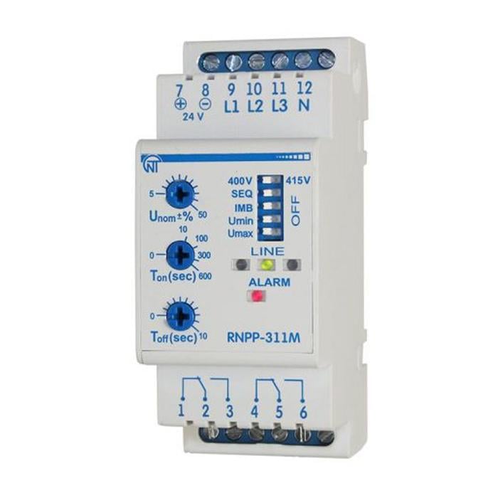 Реле контролю напруги та фаз Новатек-Електро РНПП-311М трифазне 5A 24B (NTRNP311D)
