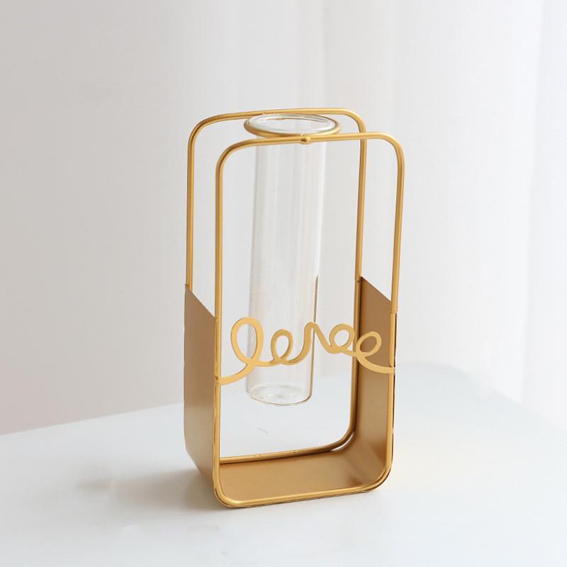 Ваза для квітів прямокутна металева 20х10 см Золотистий (9531)