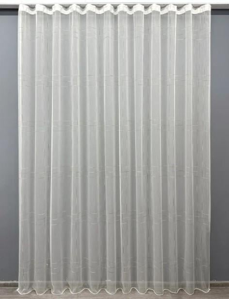 Тюль в гостиную/спальню бамбук в клетку Молочный/Золотистый (1613т)