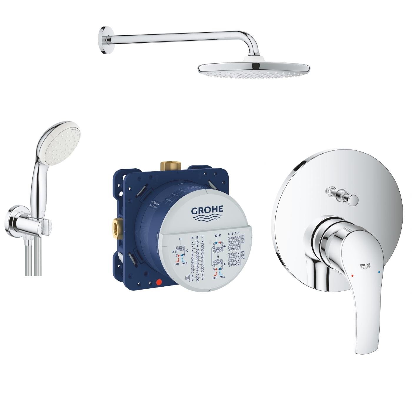 Душевая система скрытого типа Grohe TEMPESTA 250 26415SC3 с верхним душем Хром (97086)