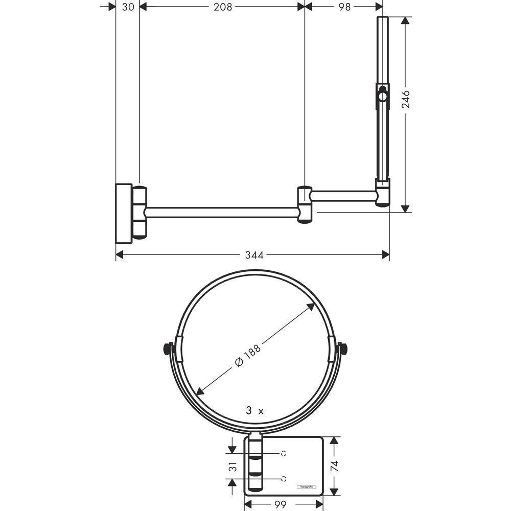 Зеркало косметическое Hansgrohe AddStoris 41791140 двухстороннее Бронзовый (148911) - фото 2