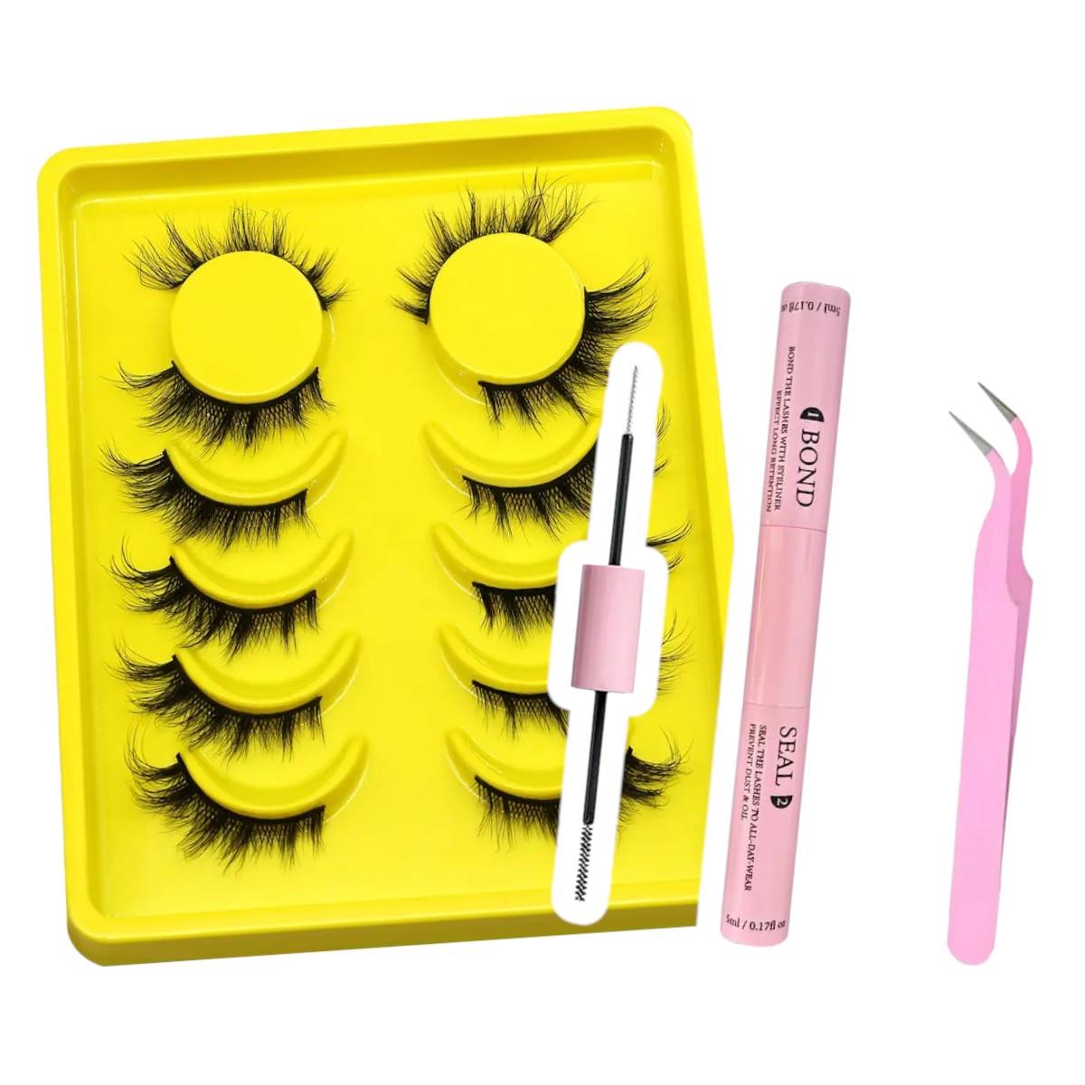 Набор искусственных ресниц и средства для нанесения 6 пар (26838339)