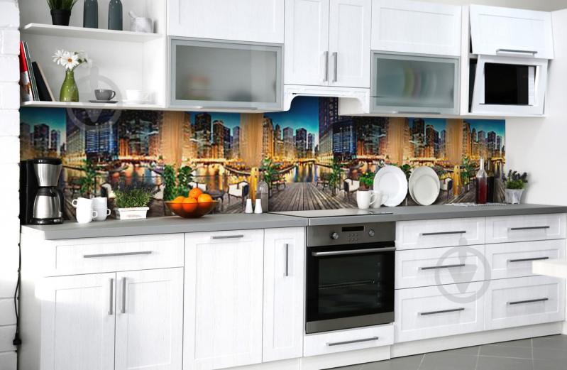 Скинали на кухню Zatarga «Вечеря на причалі» 600х2500 мм вінілова 3Д наклейка кухонний фартух самоклеюча