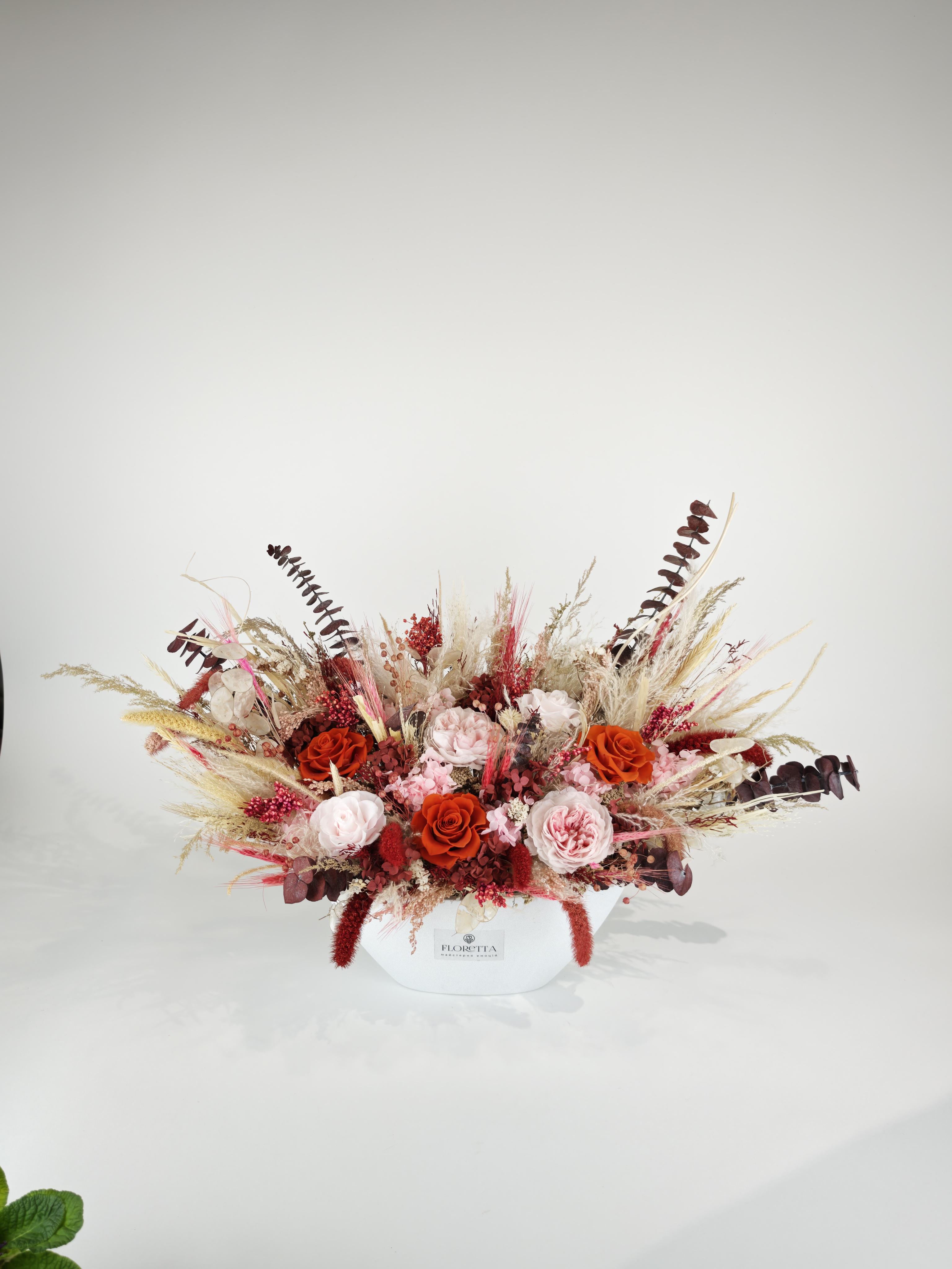 Композиция в кашпо Праздничное настроение интерьерная L 60х40х35 см