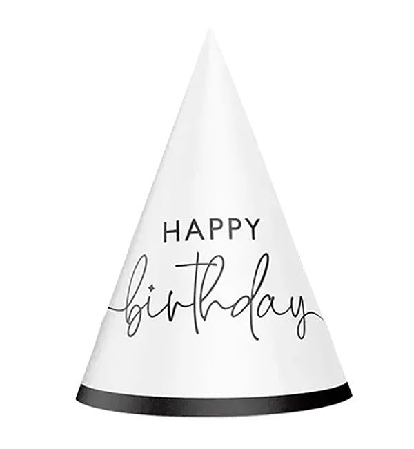 Колпачки бумажные Happy Birthday 15 см 5 шт. Белый (10375)