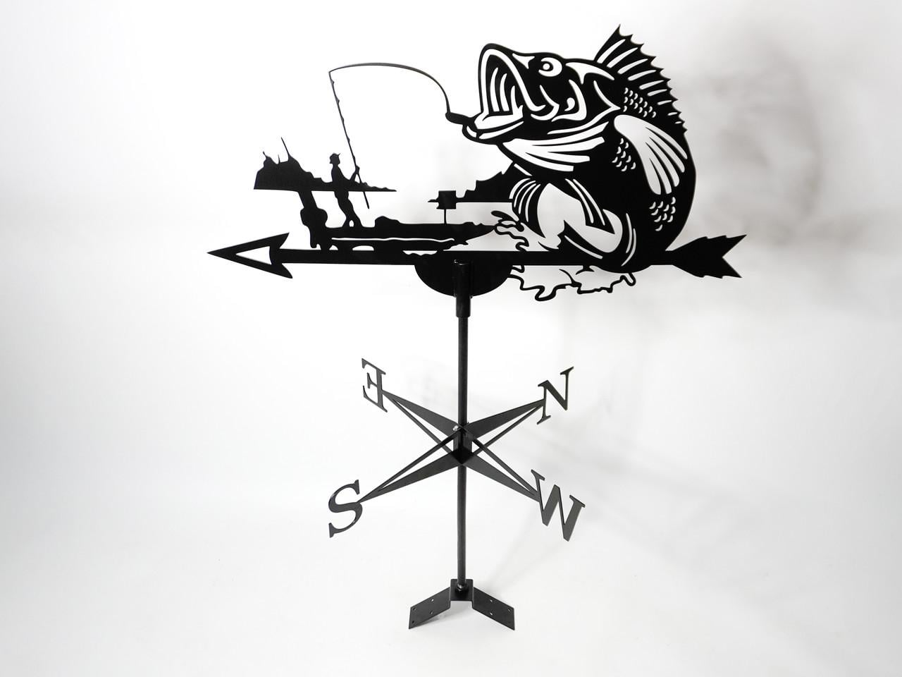 Флюгер большой на крышу Рыбак с рыбой на на высокий дом 125x95 см (1192433)