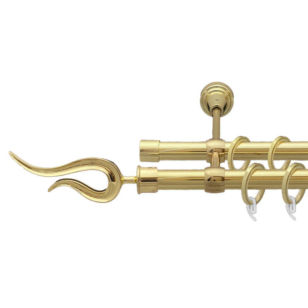 Карниз Orvit Віоло металевий дворядний литий гладка труба кільце фасонне металеве 19/19 мм 300 см Золото (00-00009433)