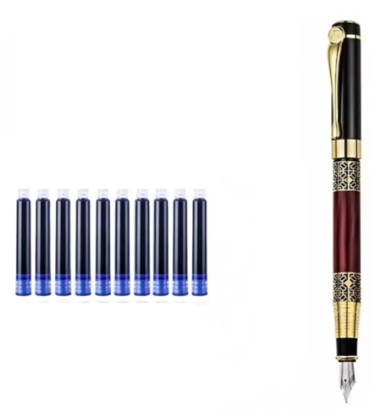 Ручка для каліграфії металева 0,5 мм/10 картриджів для письма Синій (29549080)