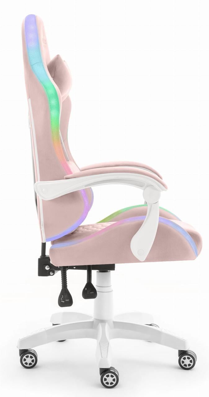 Крісло ігрове Hell's HC-1000 LED тканина Pink - фото 4