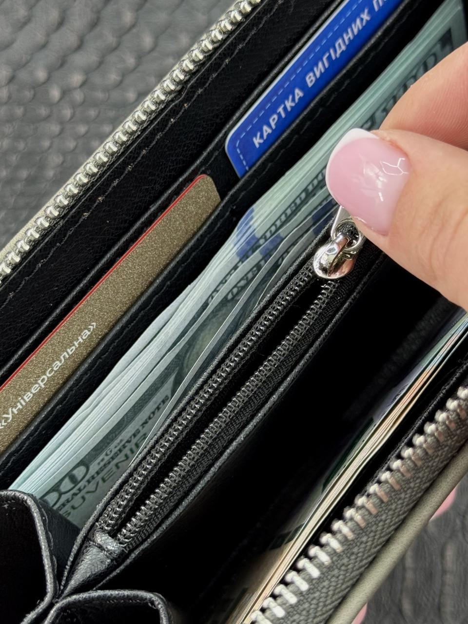 Клатч-гаманець шкіряний з натуральної шкіри Crazy Horse Сірий (2576234715) - фото 5