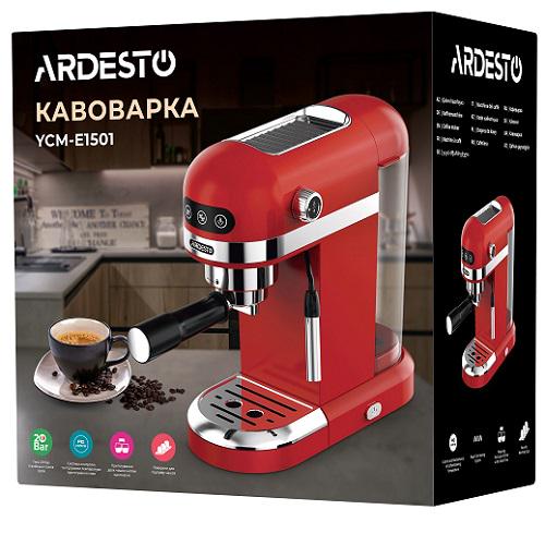 Кофеварка рожковая Ardesto YCM-E1501 молотый подогрев чашек 1350 Вт 1,4 л Красный (588583) - фото 2